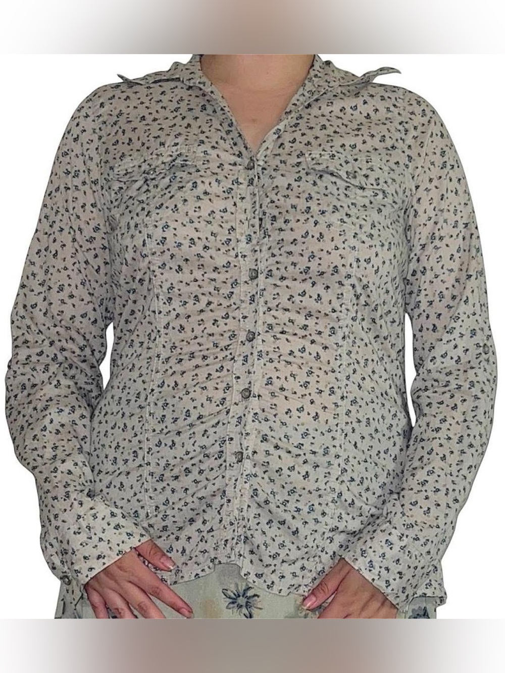 Green Floral button up top. By Sonoma goods for life.